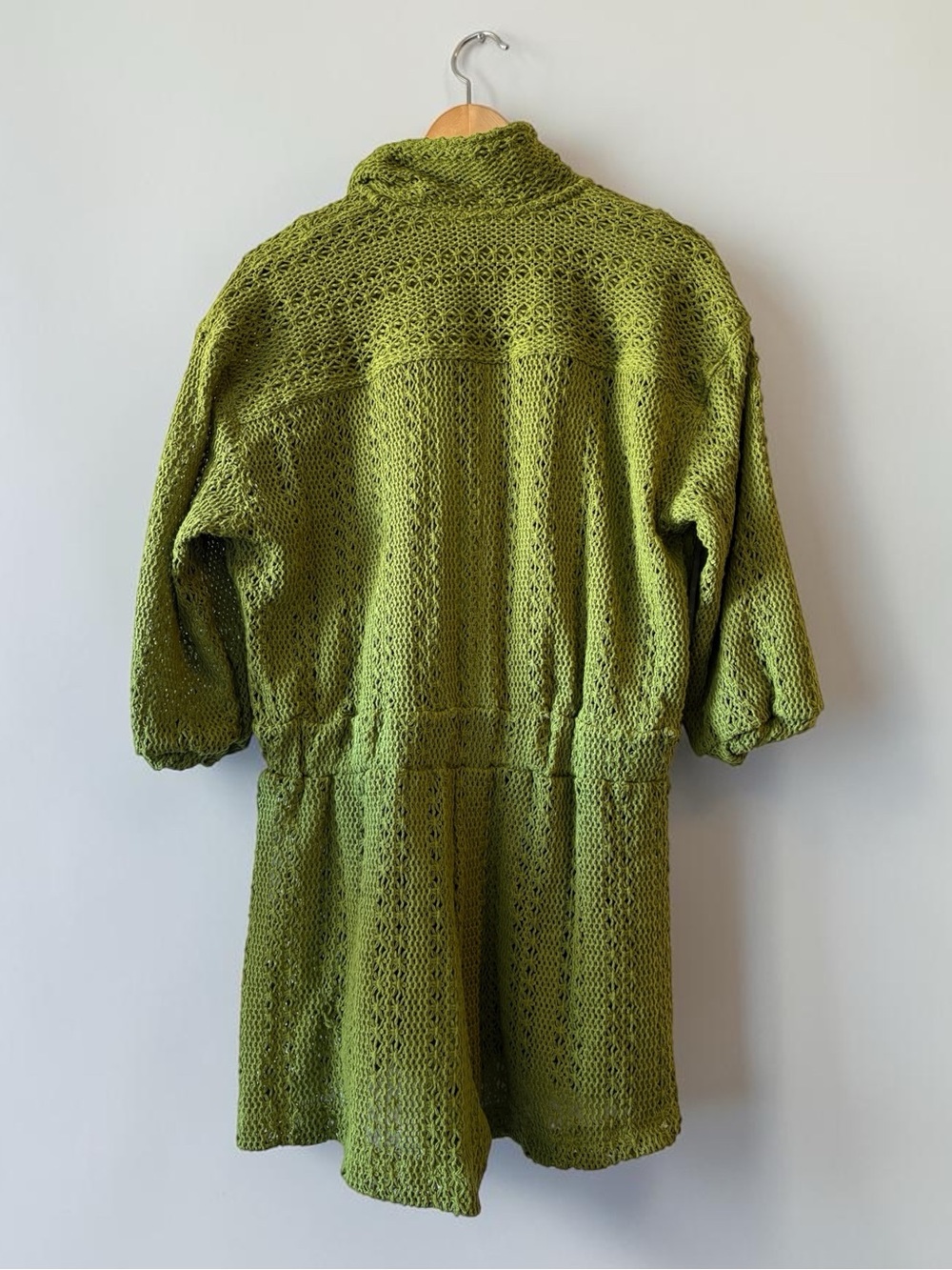 Free People Beach Ryan Knit Crochet Romper One Piece Olive Green Size Medium - Picture 3 of 7